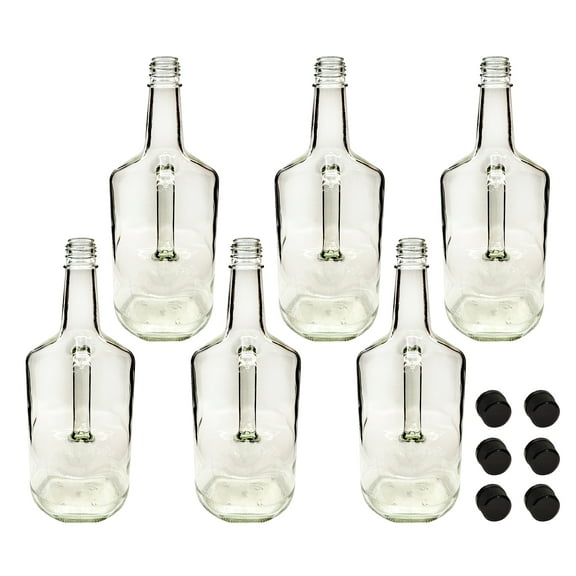 Home Brew Ohio 1.75 Liter Classic Handled Flint Liquor Bottle w 33mm Cap (Set of 6)