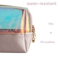 thumbnail image 2 of Holographic Makeup Bag Cosmetic Pouch for Women Leather Pink, 2 of 6