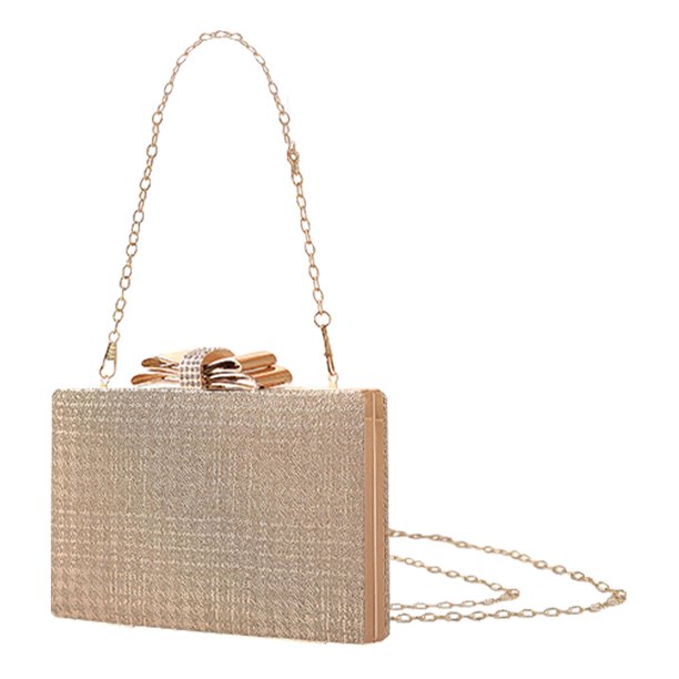 Bolso de noche con lazos, cadena de moda, miniembrague de boda, bolsos de fiesta para mujer (dorado) Likrtyny Para Estrenar
