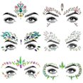 thumbnail image 1 of KATEA - 6 gemas faciales con purpurina para festivales, joyas faciales con diamantes de imitación para festivales, pegatinas faciales con cristales, tatuajes temporales para ojos, rostro y cuerpo, 1 of 1