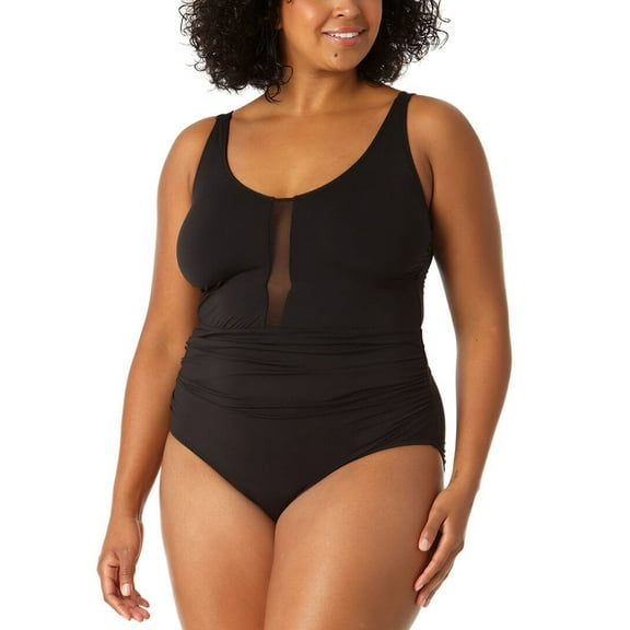 Anne Cole womens Plunge Mesh Insert One-Piece, 20W
