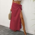thumbnail image 4 of Defitshape Women's Sarong Swimsuit Coverups Chiffon Beachwear Long Bikini Wraps Knotted Lightweight Comfy Uv Protection Beach Cover Up Skirt Red Small-X-Large, 4 of 4
