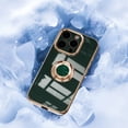 thumbnail image 4 of Design for iPhone 16e Case, Soft TPU Edge Plating 360 Degree Rotation Ring Holder Kickstand Protective Anti-Scratch Cover Magnetic Work with Car for iPhone 16e, Darkgreen, 4 of 5
