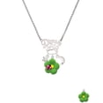thumbnail image 2 of Delight Jewelry Resin Lime Green Daisy Flower with Hot Pink Ladybug Silvertone Dream Big Pendant Necklace, 25", 2 of 4
