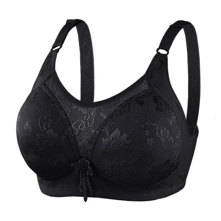 

Youmylove Women Bra Brassiere Bralette Solid Color Wireless Large Strap Jacquard Four Comfort Bra