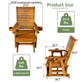 thumbnail image 2 of Fortune Candy 1 Person Wood Patio Glider with Cup Holders and Deep Contoured Seat, Heavy Duty 600 lbs, 2 of 6