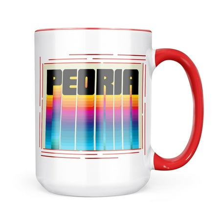 

Neonblond Retro Cites States Countries Peoria Mug gift for Coffee Tea lovers