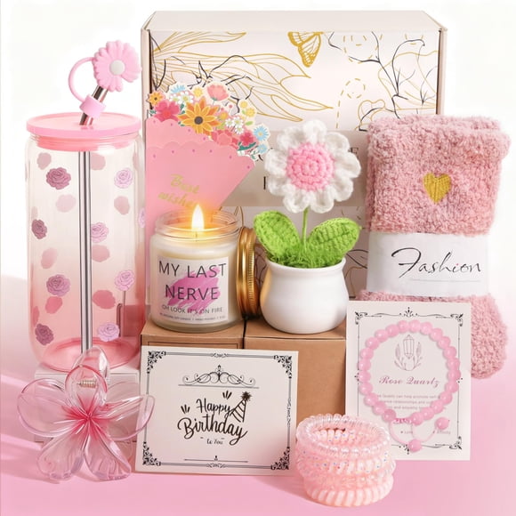 Regalos de cumpleaños para ella mujer, novia, esposa, mamá, cestas únicas de regalo de feliz cumpleaños para adolescentes, niñas, amigas, hermana