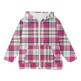thumbnail image 5 of SGFCWSX Girls Full Zip Hoodie Kids Fleece Sweatshirts Long Sleeve Plaid Sweatshirt Jacket Pink Size 8 Years, 5 of 6