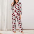 thumbnail image 2 of Pofeuu Leaves And Anemone Flowers In Red Grey Print Womens Pajamas Set Long Sleeve Sleepwear Button Down Nightwear Soft Pj Lounge Sets Button Down Pajamas Women-XX-Large, 2 of 7