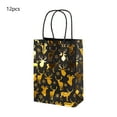 thumbnail image 2 of 12 Pcs Christmas Party Favors Bags Black and Gold Christmas Goodie Gift Paper Bags with Handles Xmas Tree Reindeer Snowflake Candy Treat Pouch for Xmas Party Decoration Holiday Supplies, 2 of 6