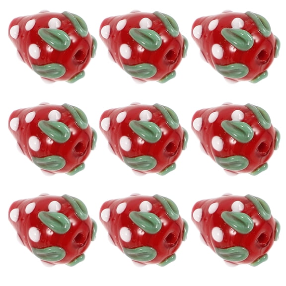 WRISTBIQUE Red Strawberry Beads Plastic Craft DIY Accessory Supplies 10Pcs