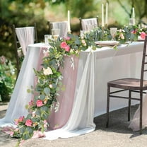 Artificial Rattan Flower Garland with Green Leaves & White Blooms | Multi-Purpose Home Wedding Party Decor | Bendable Faux Vine for Indoor Outdoor Use