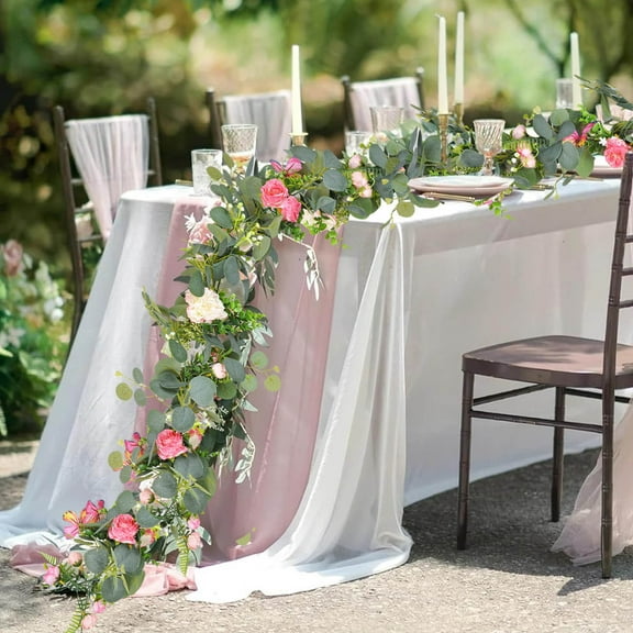 Artificial Rattan Flower Garland with Green Leaves & White Blooms | Multi-Purpose Home Wedding Party Decor | Bendable Faux Vine for Indoor Outdoor Use