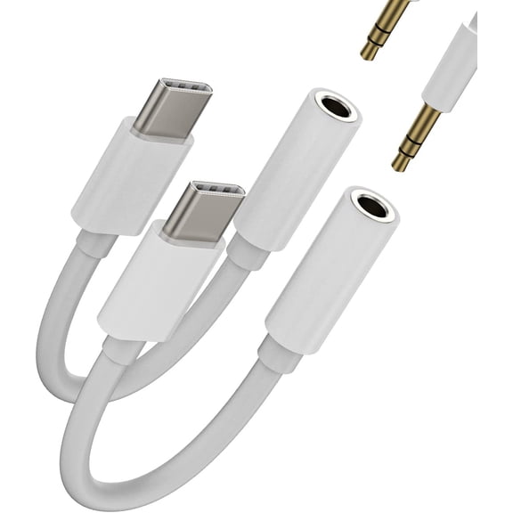 USB C to 3.5mm Audio Adapter Headphone(2pack)AUX Dongle Jack USBC Type C DAC Earbud Earphone Connector for Samsung Galaxy S20 S21 Ultra Note 10 20 Adaptador Port Pixel 2 4 6 Android Accessories Cable