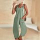 thumbnail image 5 of ICHUANYI Clearance Womens Fashion Summer Solid Color Casual Sleeveless Suspender Jumpsuit(Green, M) ICHUANYI WER2023080808645, 5 of 6
