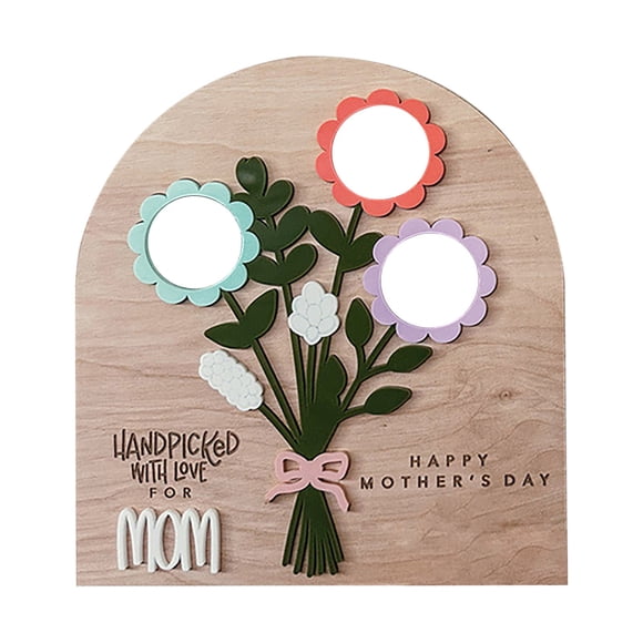 Handprint Flowers Sign Personalized Flowers For Grandma With Kid Handprint Handprint Wooden Sign For Grandma Mom Engraved Keepsake For Mom Grandma Mothers Day Christm
