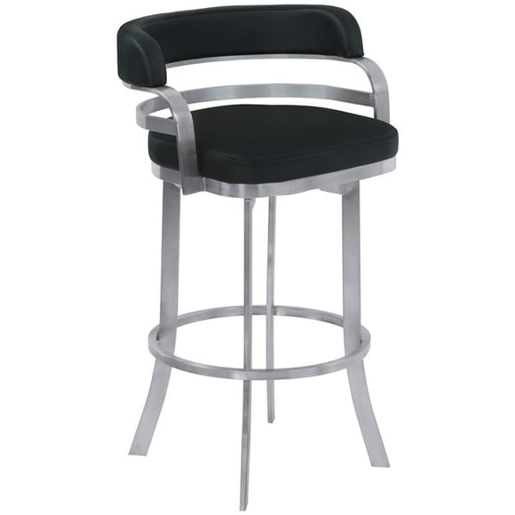 Armen Living Prinz 26" Modern Polyurethane & Metal Swivel Counter Stool in Black