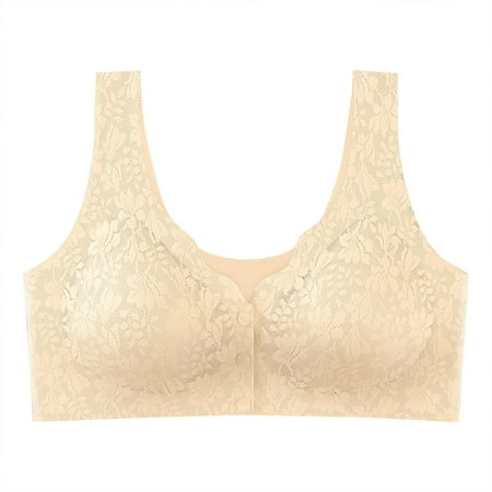 SNOWSONG Bras for Women Clearance! Women s Seamless Breathable Underwear Plus Size Tank Top Wireless Bra  Push up Bra  Front Closure Bras for Women  Wireless Bras 1x Bra Beige XL