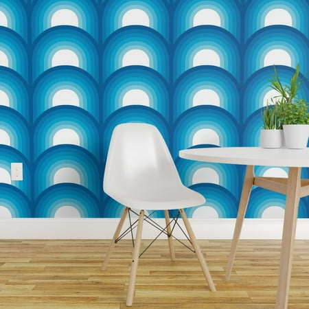 Wallpaper Roll Blue Stripes Arches Retro Ocean Beach Waves
