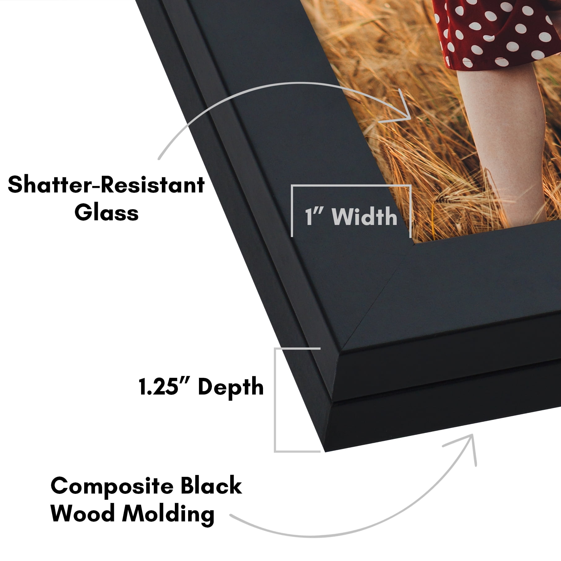 Americanflat 12x16 Picture Frame with Polished Plexiglass Storage Quick Change Frames Holds Photos - Black