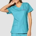 thumbnail image 3 of Wink WonderFLEX Patience - Women's Curved Notch Neck Scrub Top, Aqua, XS, 3 of 4