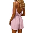 thumbnail image 3 of Women's Casual Sleeveless V-Neck Romper with Drawstring Waist Loose Fit Summer Jumpsuit, 3 of 5