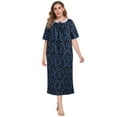 thumbnail image 5 of EFINNY Women's Plus Size Long Nightgowns Floral Print Short Sleeve Long T-Shirt Lounger House Dress Casual Loose Nightshirts, XL-5XL, 5 of 9