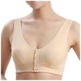 thumbnail image 3 of Pimfylm Womens' Front Button Bra, Convenient Front Button Bra,Front Closure Sports Bras Women(Beige,95), 3 of 5