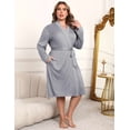 thumbnail image 3 of Ekouaer Plus Size Robes for Women Lightweight Bathrobe V Neck Kimono Loungewear Soft Maternity Robes with Pockets, 3 of 6
