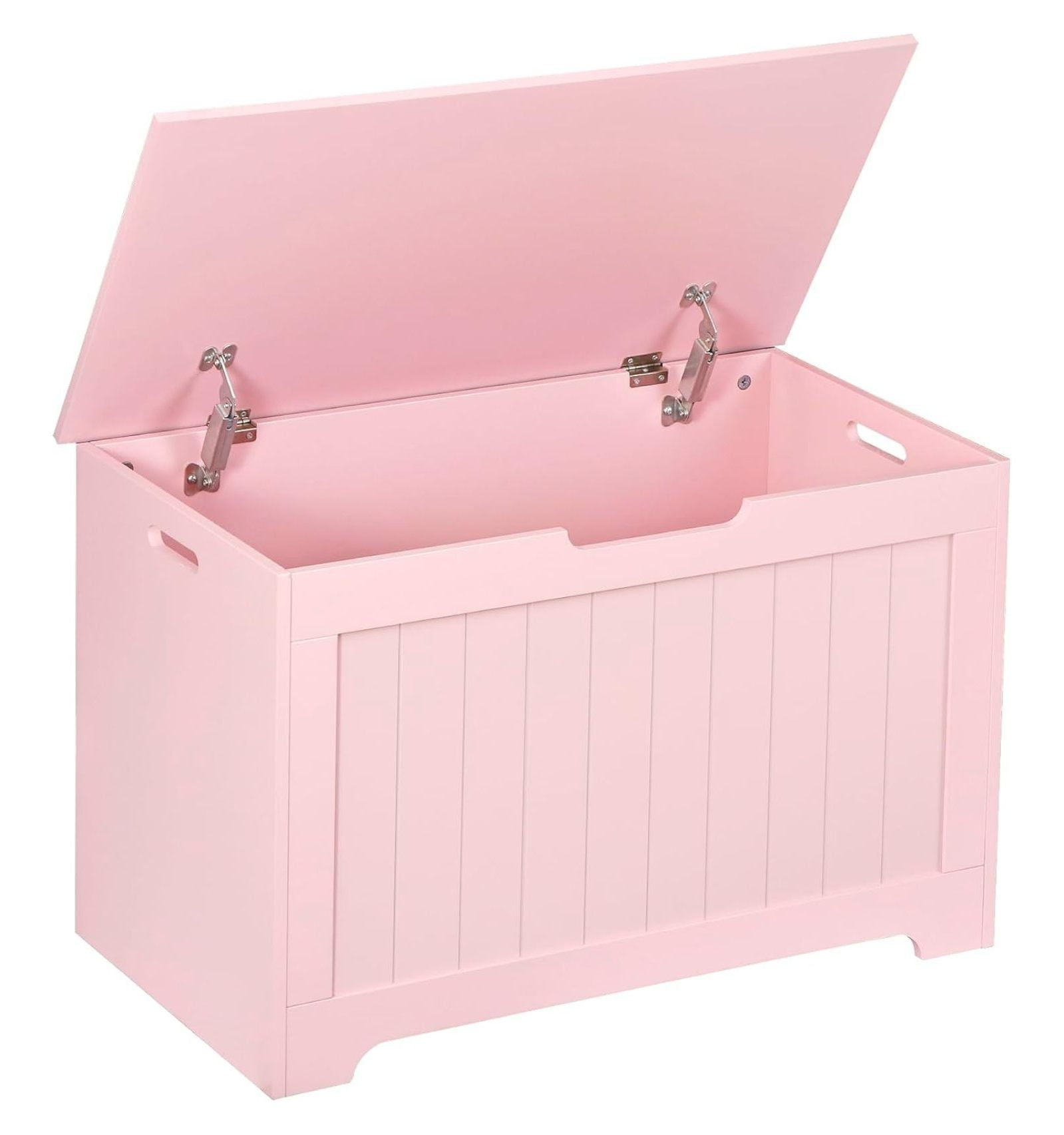 30'' Toy Box Storage Chest Trunk for Boys Girls Kids, Wooden Storage Bench Organizer Box Shoe Blanket Chest, w/2 Safety Hinges, for Living Room, Bedroom, Entryway, Pink
