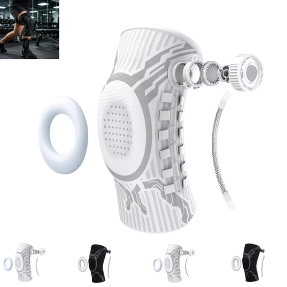 Adjustable Knitted Knee Support with Spring Stabilizers, Breathable Knee Brace with Dial Lock System for Gym Sports Joint Protection
