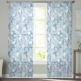 thumbnail image 2 of Blue Flowers Sheer Curtains 84 Inches Long 2 Panels Set, Window Sheer Curtains for Living Room/Bedroom, Farmhouse Botanical White Floral Leaves Light Filtering Rod Pocket Curtain 52'' x 84'' x 2, 2 of 7