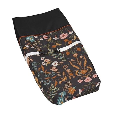 Sweet Jojo Designs Boho Floral Wildflower Black and Orange Girl Changing Pad Cover