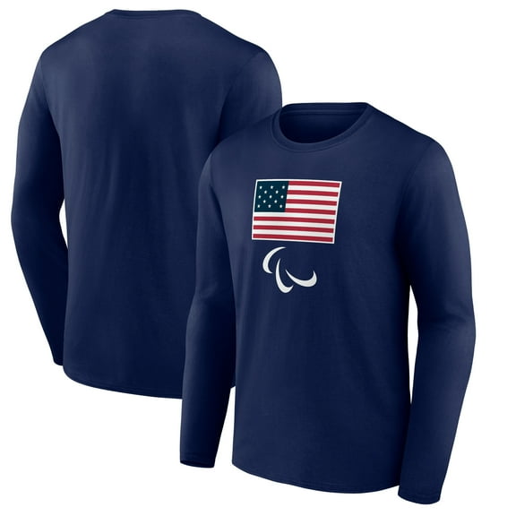 Men's Navy Team USA 2024 Paralympics Primary Logo Long Sleeve T-Shirt