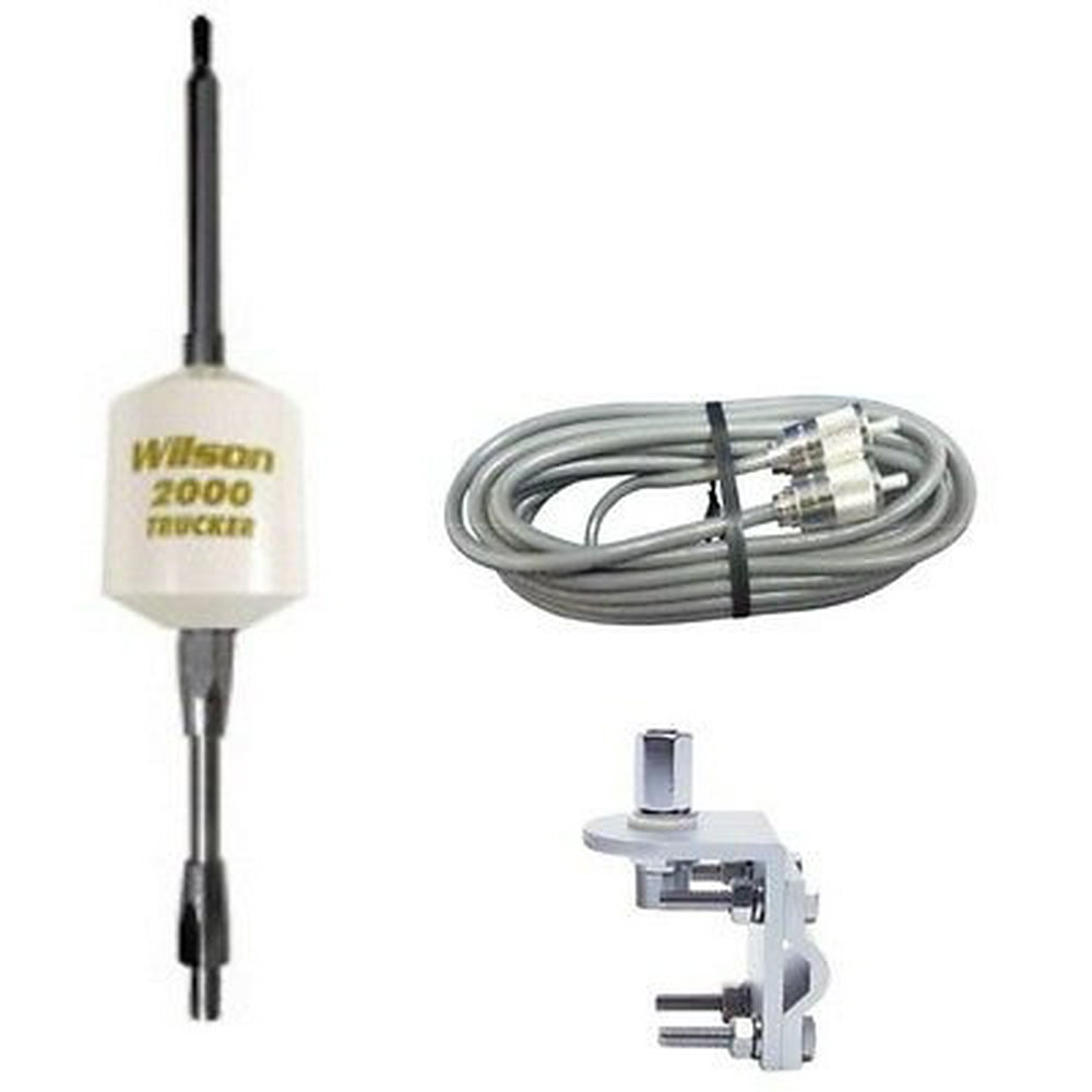 Wilson 2000 Trucker CB Antenna 5" Shaft WHITE, 18ft BELDEN COAX,MIRROR