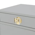 thumbnail image 4 of Taina Light Grey Side Table - 1 Drawer, 1 Door, High Gloss Finish, Acrylic Knob and Acrylic Leg with Gold Tip, 4 of 10