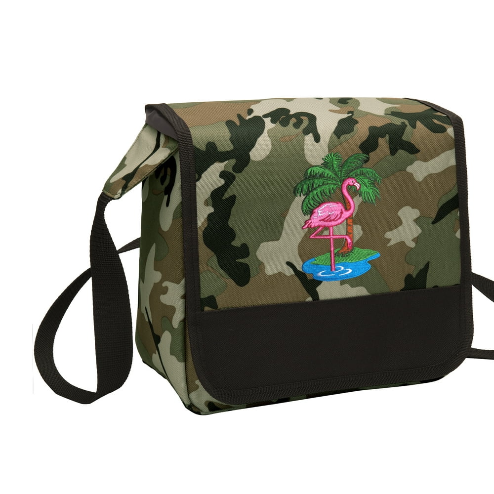 CAMO Pink Flamingo Lunch Bag Stylish Flamingos CAMO Lunchbox Cooler for School or Office - Men ...