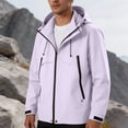 thumbnail image 2 of Hooded Outdoor Jacket for Women Men Plus Size Waterproof Windproof Solid Color Long Sleeve Rain Jacket Lightweight Active Outdoor Sport Hiking Raincoat with Pockets, 2 of 10