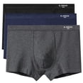 thumbnail image 2 of UVEASISHA 3PC Underwear for Men Cotton Boxer Briefs Low Rise Breathable Sporty Underpants Dark Gray 4XL, 2 of 3