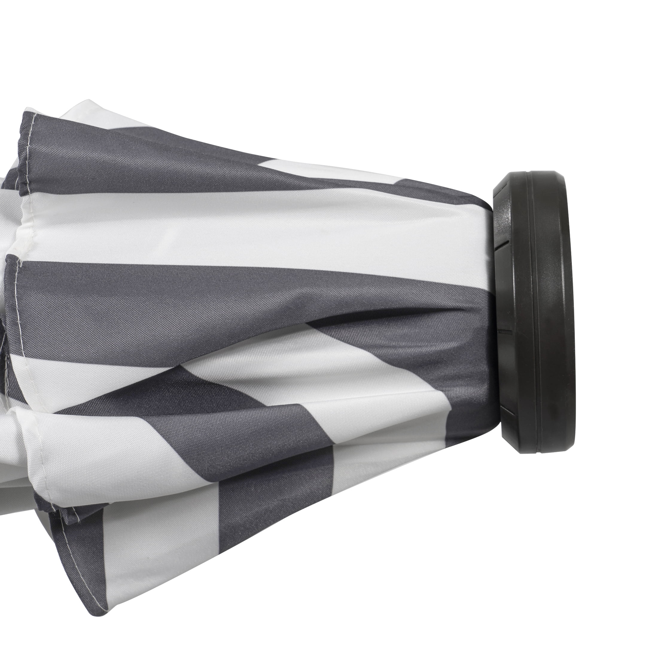 Westin Outdoor 9 Ft SOLAR LED Patio Umbrella with Tilt & Crank for Backyard Garden UV Weather Resistant, Gray/White Stripe