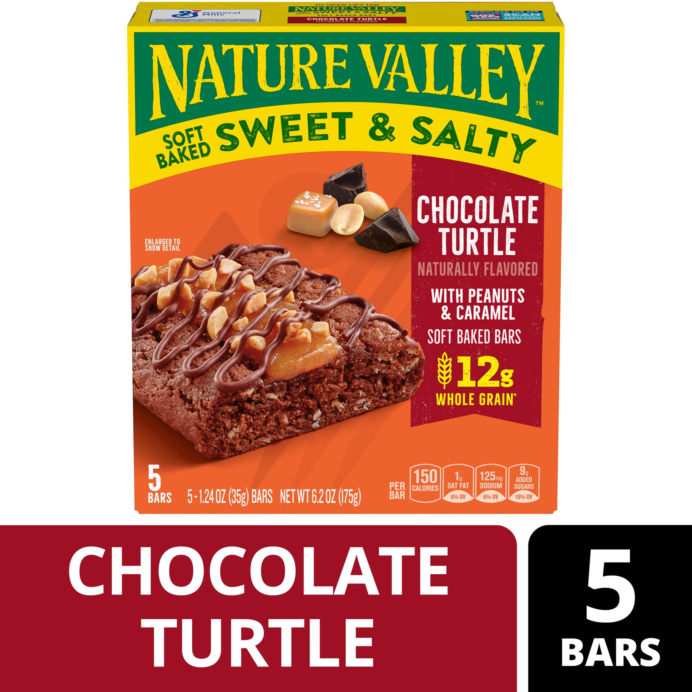 (8 pack) Nature Valley Soft Baked Sweet and Salty Bars, Chocolate Turtle, 5 Bars, 6.2 oz