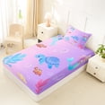 thumbnail image 4 of Erosebridal Sea Turtle Mermaid Kids Twin Sheet Sets, Pink Purple Cartoon Bedding, 3 Pieces, 4 of 5