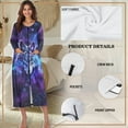 thumbnail image 6 of Yuyamidu Wolf Womens Robes Lightweight Long Sleeves Bathrobe Starry Sky Long Sleepwear Soft Mid-Length Robe Nightgrown Wedding Party Loungewear Size 2XL, Purple, 6 of 7