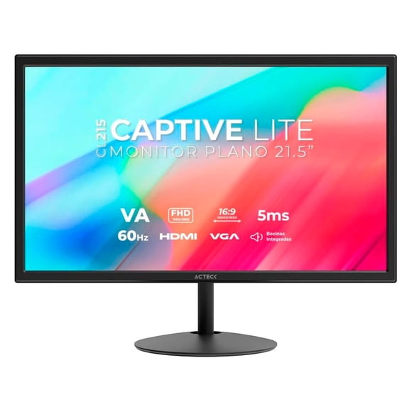 Monitor 21.5 ACTECK CAPTIVE LITE CL215 Full HD 60Hz 5ms VA HDMI VGA Altavoces Negro AC-943253 Estudio y multitarea