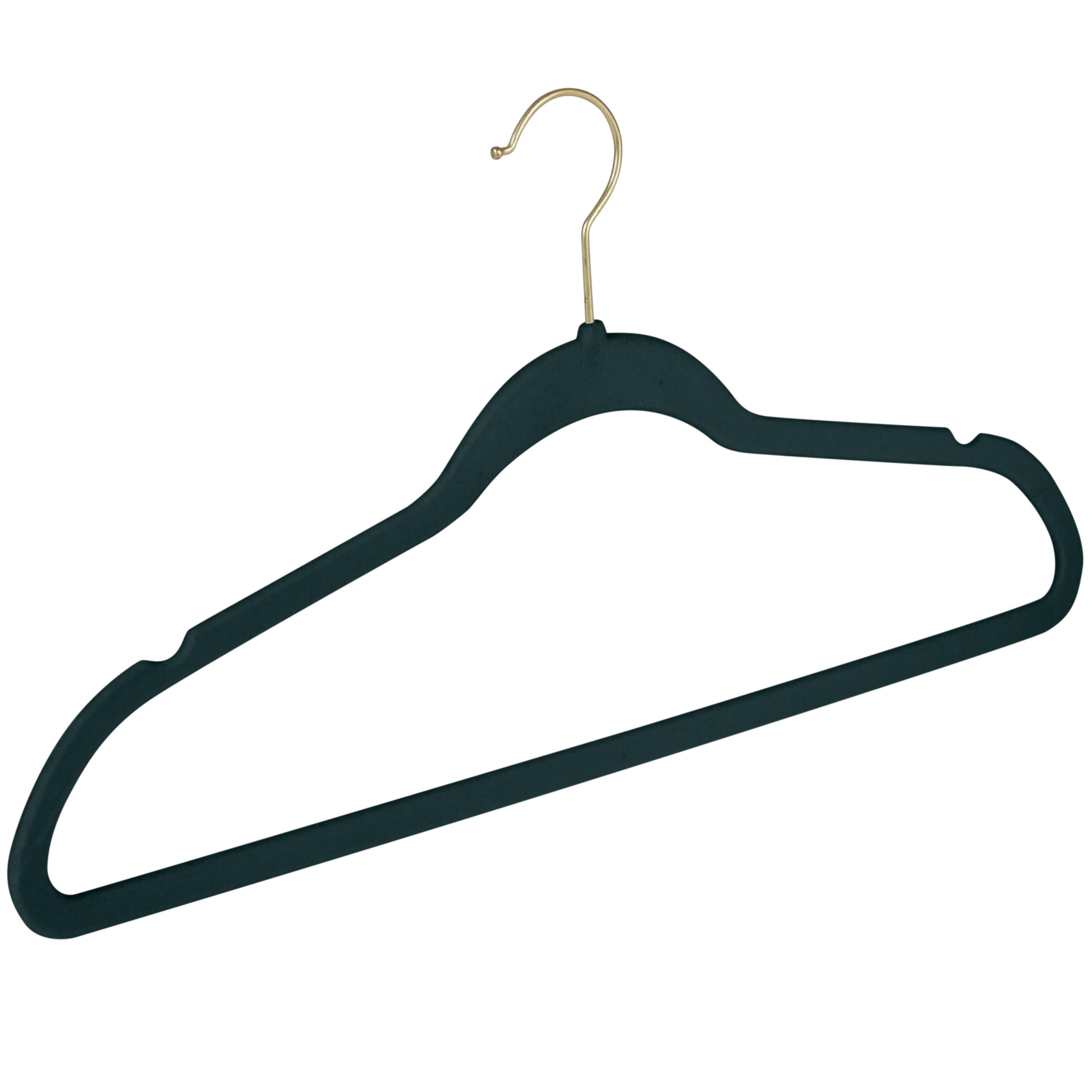 Simplify 75 Pack Velvet Gold Hook Hangers in Emerald