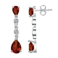 thumbnail image 2 of 0.1 Carat 7x5/8x6MM Pear Garnet and Diamond Dangle Earrings In 10k White Gold, 2 of 6