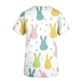 thumbnail image 6 of Tnhcen Women's Easter Print V-Neck Short Sleeve Blouse with Pockets, Retro Floral Bunny Top, Soft & Casual Spring Shirt for Women S-2XL, 6 of 6