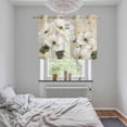 thumbnail image 6 of 2 Panels Kitchen Tier Curtains 39 Inch Length, White Peony Grommets Window Treatment Curtain, Retro Floral Butterfly Botanical Farmhouse Beige Thermal Curtains Drapes for Living Room/Bathroom, 6 of 9