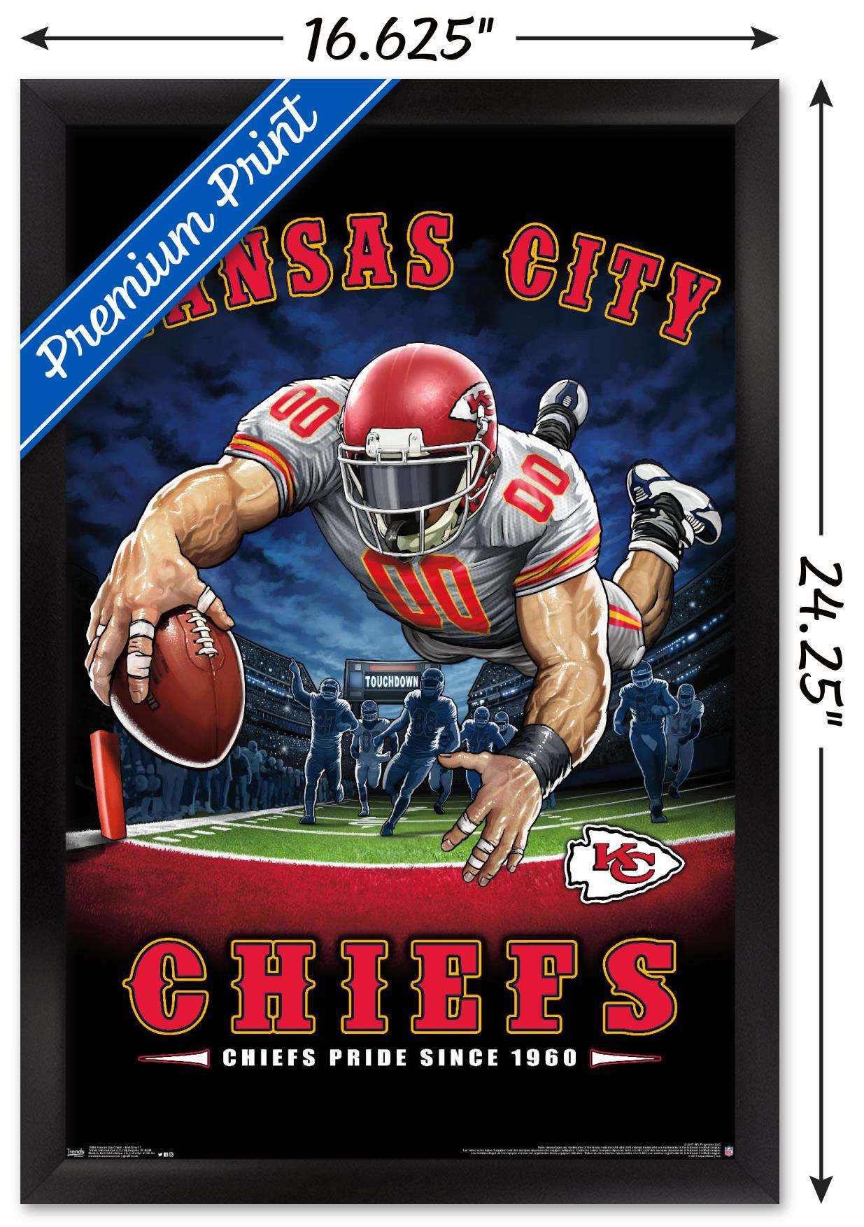 NFL Kansas City Chiefs - End Zone 17 Wall Poster, 14.725" x 22.375", Framed